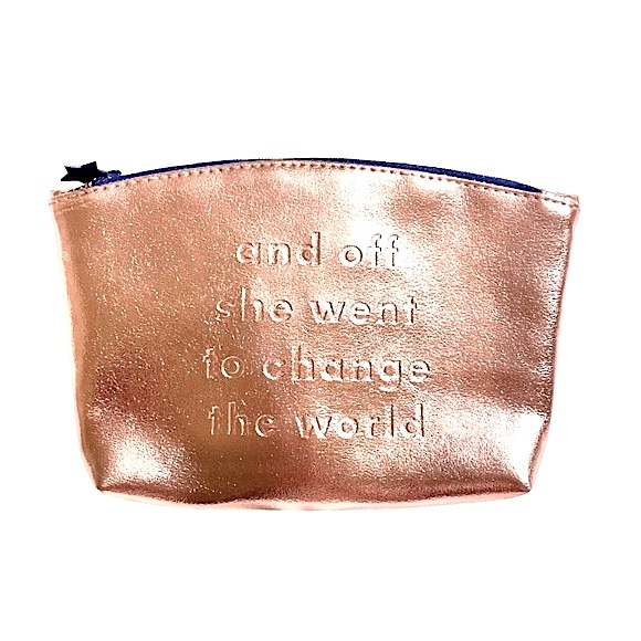 Ipsy Glam Bag Sparkly Metallic Rose Gold Cosmetic Makeup Bag Zip Pouch Clutch - Picture 2 of 13